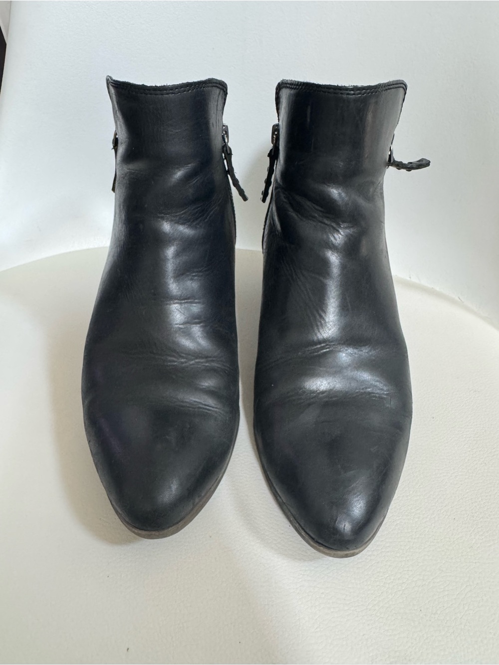 Frye Black Leather Ankle Boots